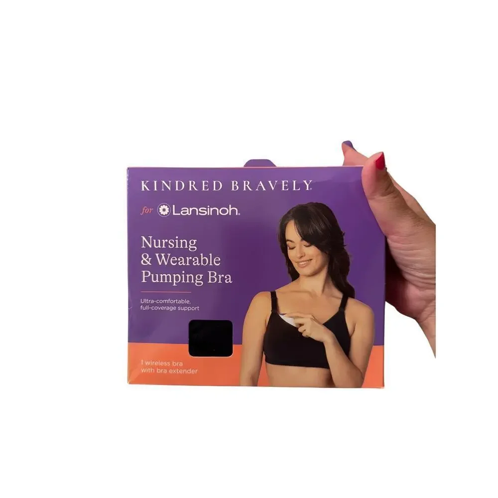 Kindred Bravely for Lansinoh Black Nursing & Wearable Pumping Bra Size M-L